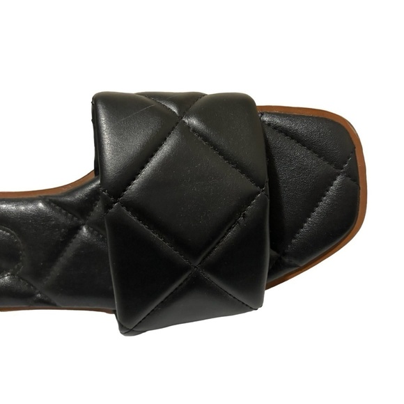 Steven New York by Steve Madden Black Holyn Quilted Flat Slide Sandals Size 7 - Picture 10 of 11